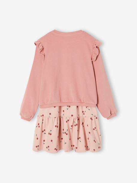 Set jurk en cardigan met ruches voor meisje karamel+roze (poederkleur) - vertbaudet enfant 