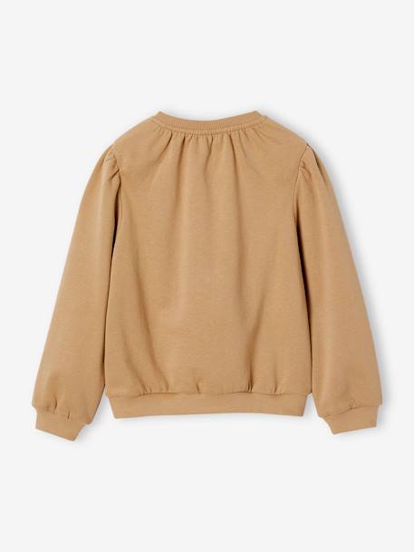 Romantisch sweatshirt met bloemmotief en flatlockdetails taupe - vertbaudet enfant 