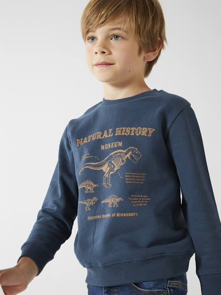 Jongenssweater Basics met grafische motieven nachtblauw+pecannoot - vertbaudet enfant 