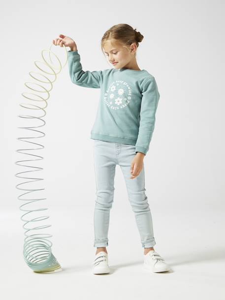 Treggingjeans Basics meisjes denimgrijs+double stone+jeansblauw+stone - vertbaudet enfant 