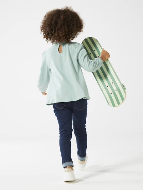 Oeko-Tex® Macramé Details Meisjesblouse T-shirt groen+marineblauw - vertbaudet enfant 