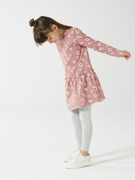 Meisjes legging met iriserende riem donkerroze+GECHINEERD LICHTGRIJS+gemêleerd grijs+MARINE GRIJS+mauve+ZWART - vertbaudet enfant 