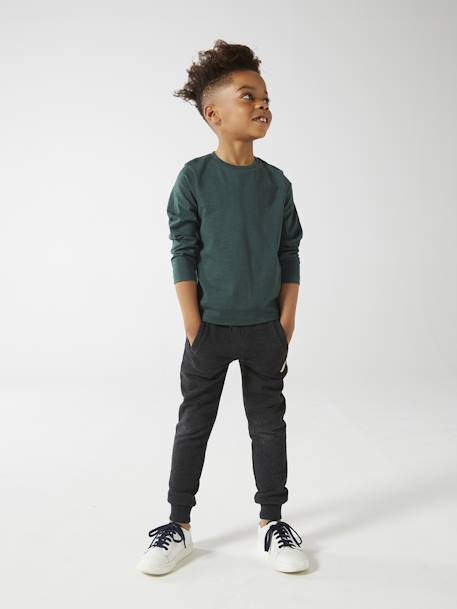 Personaliseerbare gekleurd T-shirt voor jongens met lange mouwen BLAUW+ECRU+groengrijs+lichtbruin+marineblauw+rozenhout - vertbaudet enfant 