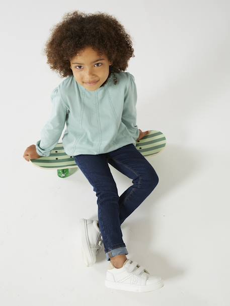 Oeko-Tex® Macramé Details Meisjesblouse T-shirt groen+marineblauw - vertbaudet enfant 