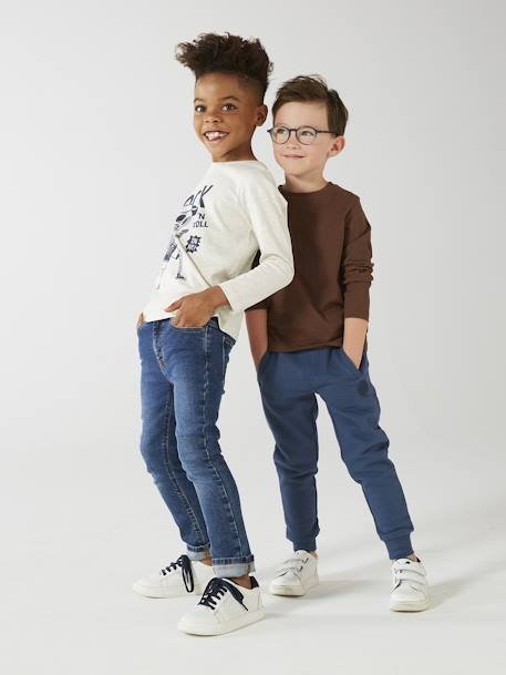 Joggingbroek van molton jongens dennen+donker leisteenblauw+gechineerd grijs+gemêleerd zwart+marineblauw, gechineerd - vertbaudet enfant 