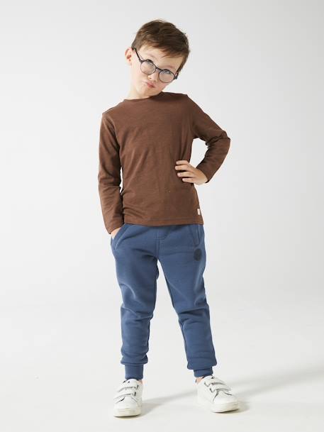 Joggingbroek van molton jongens dennen+donker leisteenblauw+gechineerd grijs+gemêleerd wit+gemêleerd zwart+marineblauw, gechineerd - vertbaudet enfant 