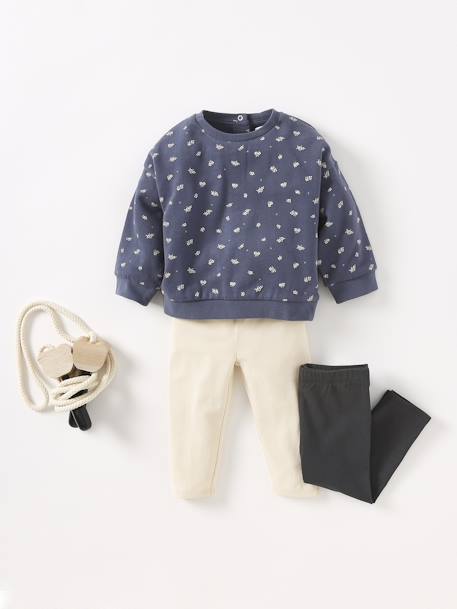 Set van 2 lange baby-leggings meisje ecru+SET MARINEGRIJS - vertbaudet enfant 