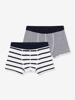 Jongens-Ondergoed-Set van 2 gestreepte boxershorts PETIT BATEAU