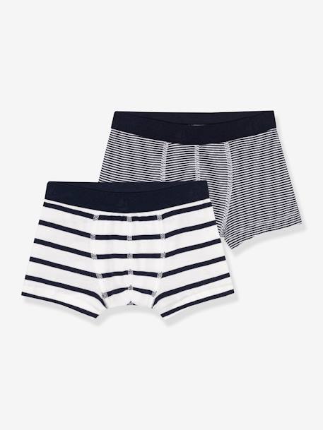 Set van 2 gestreepte boxershorts PETIT BATEAU veel wit - vertbaudet enfant 