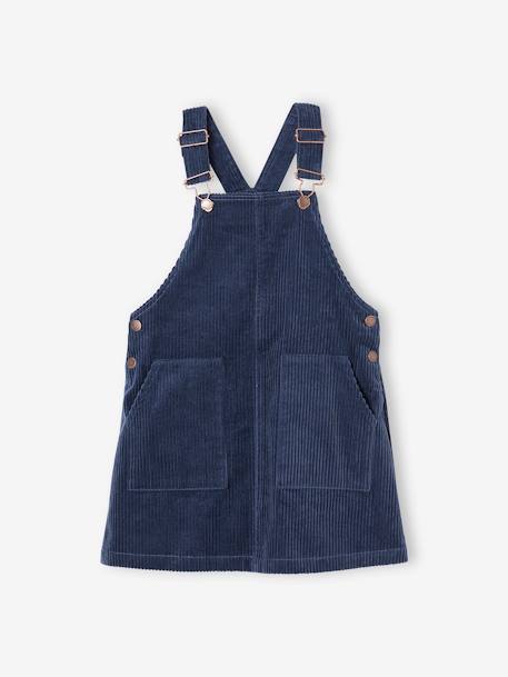 Set shirt en overall in velours voor meisjes chocoladebruin+nachtblauw - vertbaudet enfant 