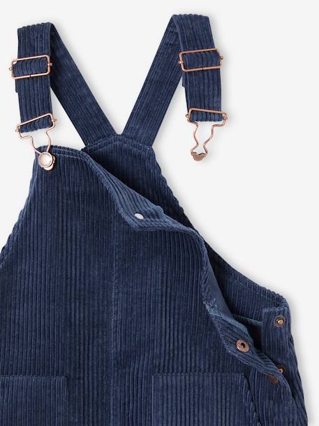 Set shirt en overall in velours voor meisjes chocoladebruin+nachtblauw - vertbaudet enfant 