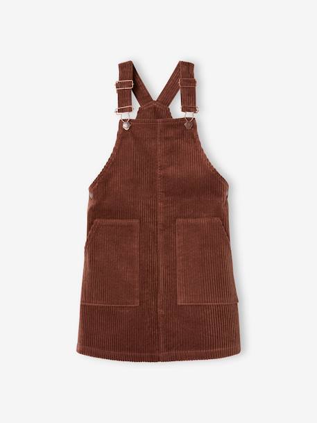 Set shirt en overall in velours voor meisjes chocoladebruin+nachtblauw - vertbaudet enfant 