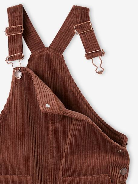 Set shirt en overall in velours voor meisjes chocoladebruin+nachtblauw - vertbaudet enfant 