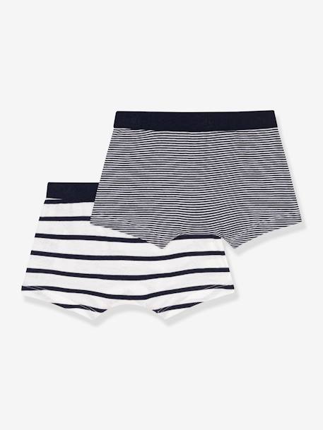 Set van 2 gestreepte boxershorts PETIT BATEAU veel wit - vertbaudet enfant 