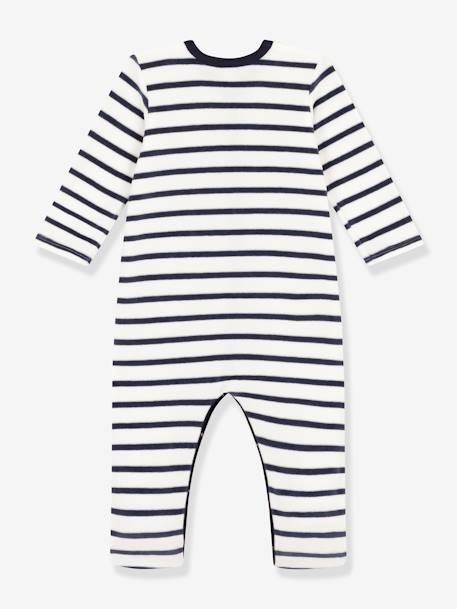 Gestreepte fluwelen babypyjama PETIT BATEAU wit, bedrukt - vertbaudet enfant 