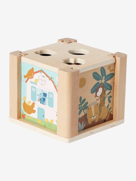 Activiteitenkubus 2-in-1: Puzzels en vormen om in te voegen in FSC® hout groen - vertbaudet enfant 