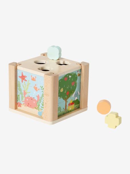 Activiteitenkubus 2-in-1: Puzzels en vormen om in te voegen in FSC® hout groen - vertbaudet enfant 