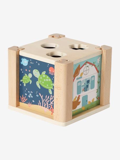 Activiteitenkubus 2-in-1: Puzzels en vormen om in te voegen in FSC® hout groen - vertbaudet enfant 