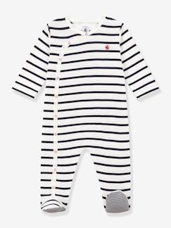 Baby-Gestreepte babypyjama met ribboord PETIT BATEAU