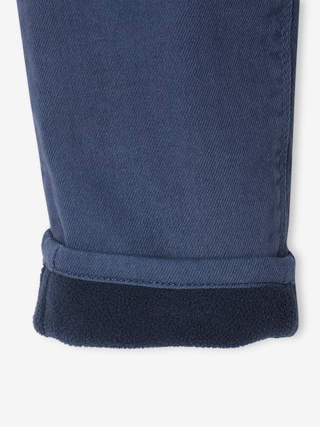 Paperbag-broek voor meisjes met fleece voering nachtblauw+oudroze - vertbaudet enfant 