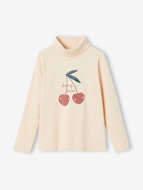 Set van 3  t-shirts met rolkraag voor meisjes antraciet+beige (poederkleur)+groengrijs+poederroze set - vertbaudet enfant 