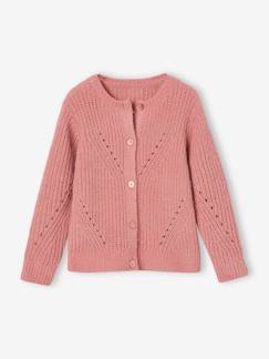 Meisje-Trui, vest, sweater-Gebreid chenille vest voor meisjes met ajourwerk