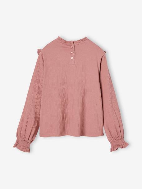 Shirtblouse met versiering van getextureerde mesh rozenhout - vertbaudet enfant 