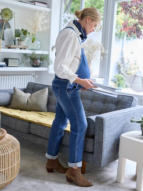 Salopette in jeans voor zwangerschap en borstvoeding double stone+ongewassen denim - vertbaudet enfant 