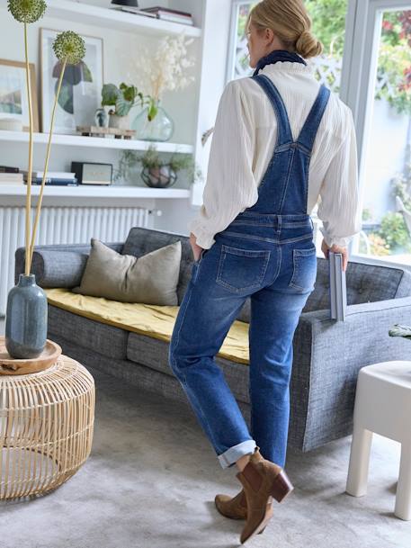 Salopette in jeans voor zwangerschap en borstvoeding double stone+ongewassen denim - vertbaudet enfant 