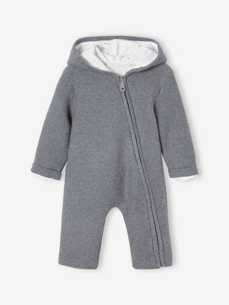 Gevoerde gebreide baby jumpsuit gemêleerd grijs - vertbaudet enfant 