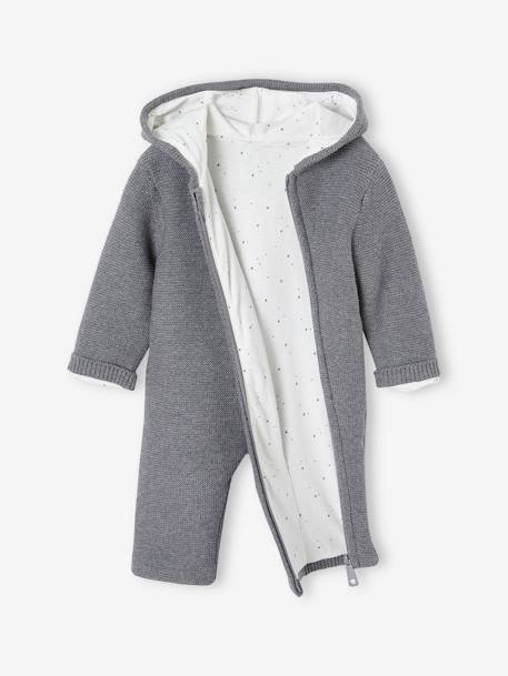 Gevoerde gebreide baby jumpsuit gemêleerd grijs - vertbaudet enfant 