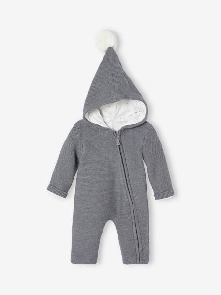 Gevoerde gebreide baby jumpsuit gemêleerd grijs - vertbaudet enfant 