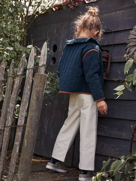 Doorgestikt fluwelen meisjesjack dennen - vertbaudet enfant 