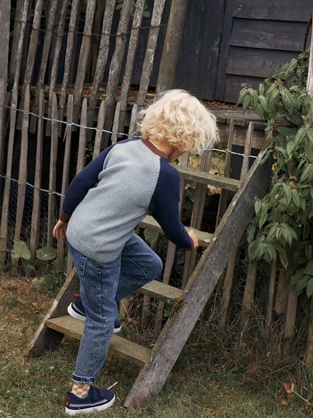 Jongenstrui van jacquard met raglanmouwen en beertjes gemêleerd grijs - vertbaudet enfant 