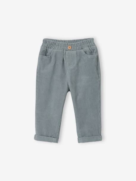 Corduroy babybroek grijsblauw+korstmos+nachtblauw - vertbaudet enfant 