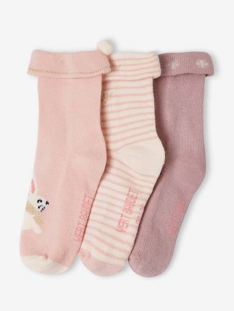 Set met 3 paar kerstsokken babymeisjes oudroze - vertbaudet enfant 