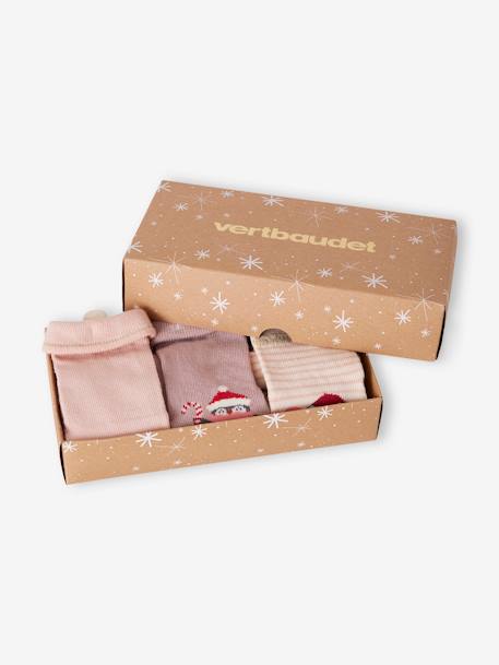 Set met 3 paar kerstsokken babymeisjes oudroze - vertbaudet enfant 