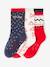 Kerstset Santa Socks met 3 paar halfhoge sokken voor meisjes rood - vertbaudet enfant 
