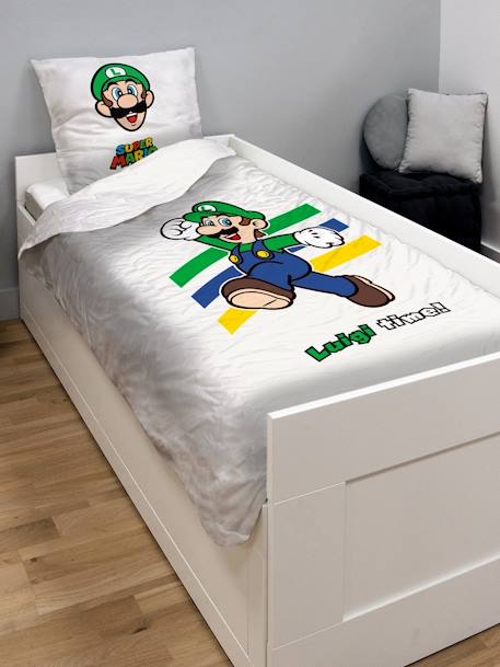 Set dekbedovertrek + kussensloop voor kinderen Super Mario® en Luigi wit - vertbaudet enfant 
