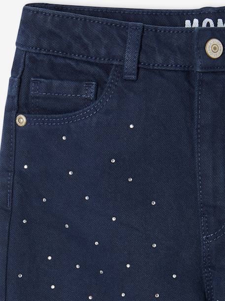 Mom-broek met strass voor meisjes marineblauw - vertbaudet enfant 