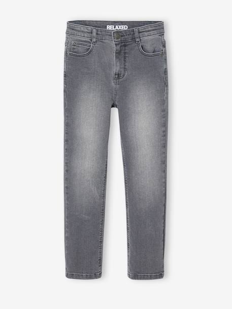 Jongensjeans met losse pasvorm en laag kruis denimgrijs+stone - vertbaudet enfant 