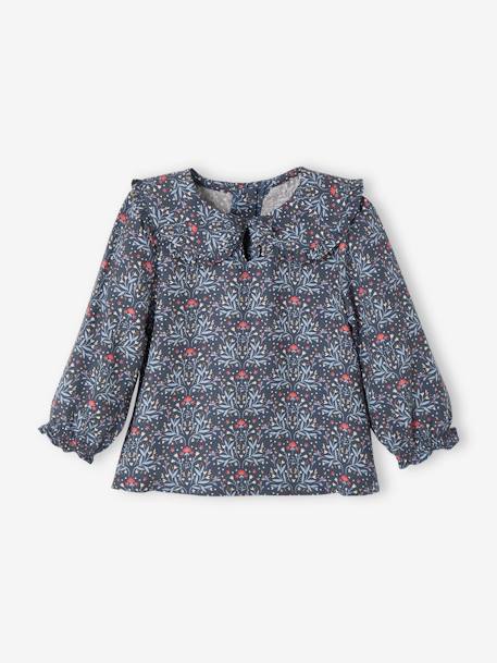 Bloemenblouse met claudinekraag baby's leiblauw - vertbaudet enfant 