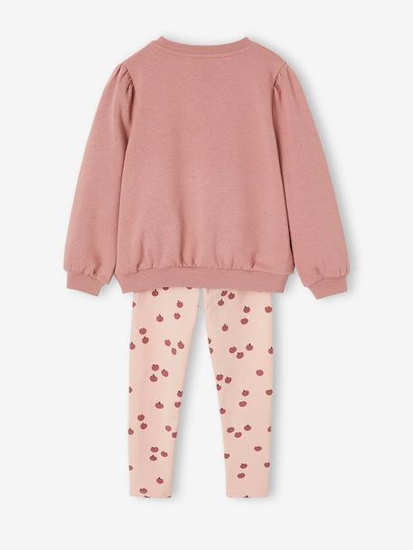 Set voor meisjes bedrukte sweater + legging marineblauw+rozenhout - vertbaudet enfant 