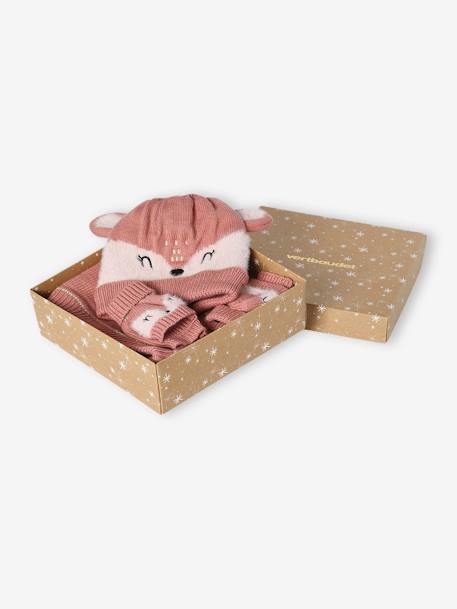 Kerstcadeauset Bichette voor meisjes - muts + sjaal + wanten zachtpaars - vertbaudet enfant 