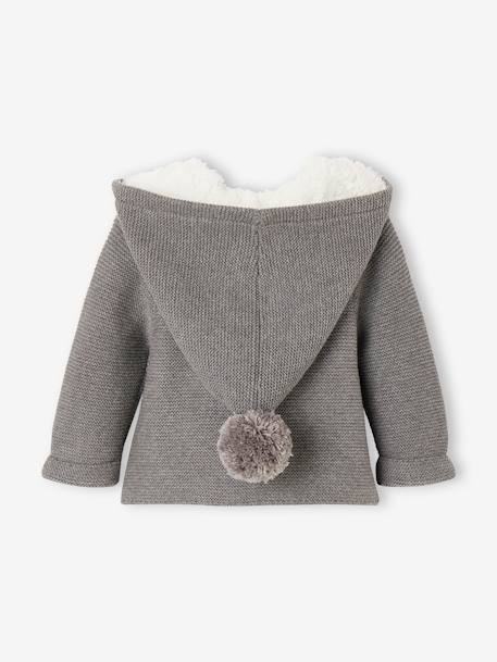 Vest met capuchon met imitatiebontvoering beige+gemêleerd grijs+lichtroze+nachtblauw - vertbaudet enfant 