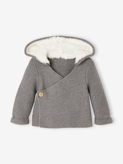 Baby-Trui, vest, sweater-Vest met capuchon met imitatiebontvoering