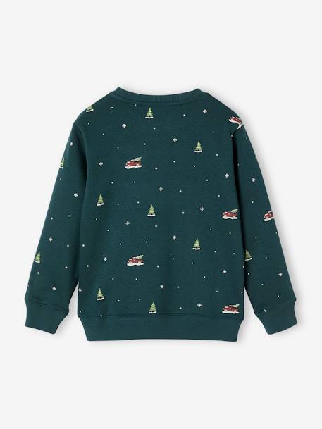 Sweater met kerstboodschap voor jongens groen - vertbaudet enfant 