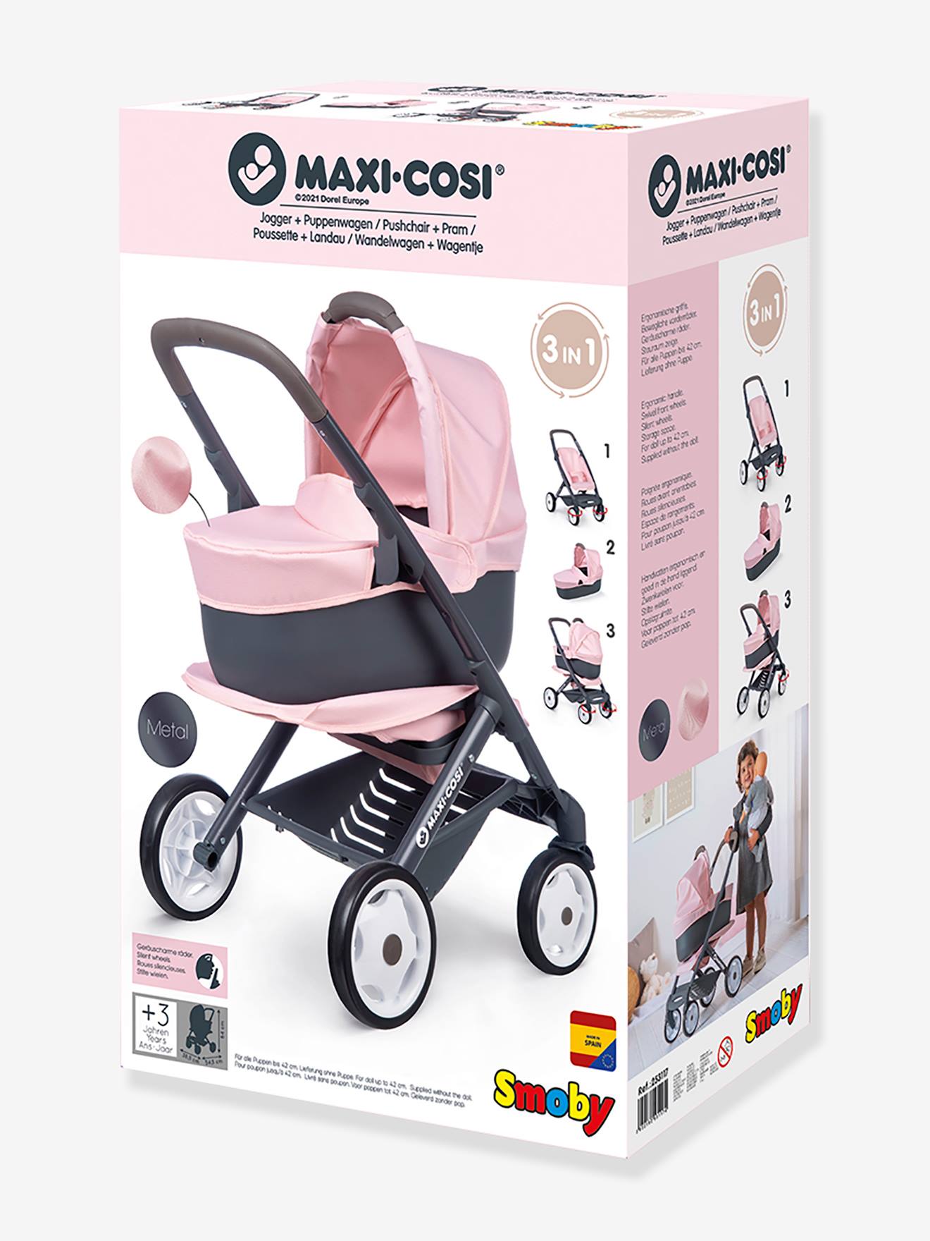 Maxi Cosi Kinderwagen Landau 3 in 1 SMOBY rozen Speelgoed