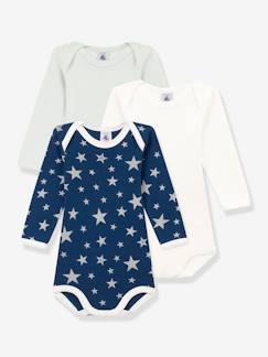 Baby-Body-Set van 3 rompers met lange mouwen en glow-in-the-dark sterren PETIT BATEAU