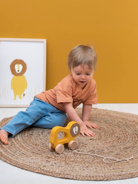 Houten trekspeelgoed - TRIXIE geel+groen+rozen - vertbaudet enfant 